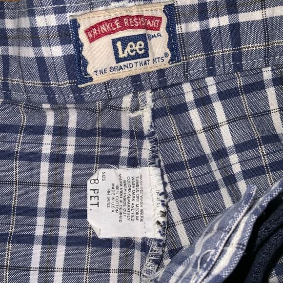 vintage 90s lee shorts plaid high rise made in usa‎ pet 8 blue tartan check - Picture 3 of 6